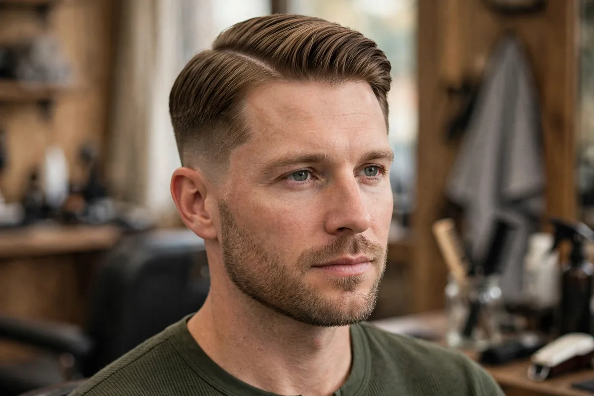 Side part with tapered sides old money haircut men — crisp part and gradually tapered sides