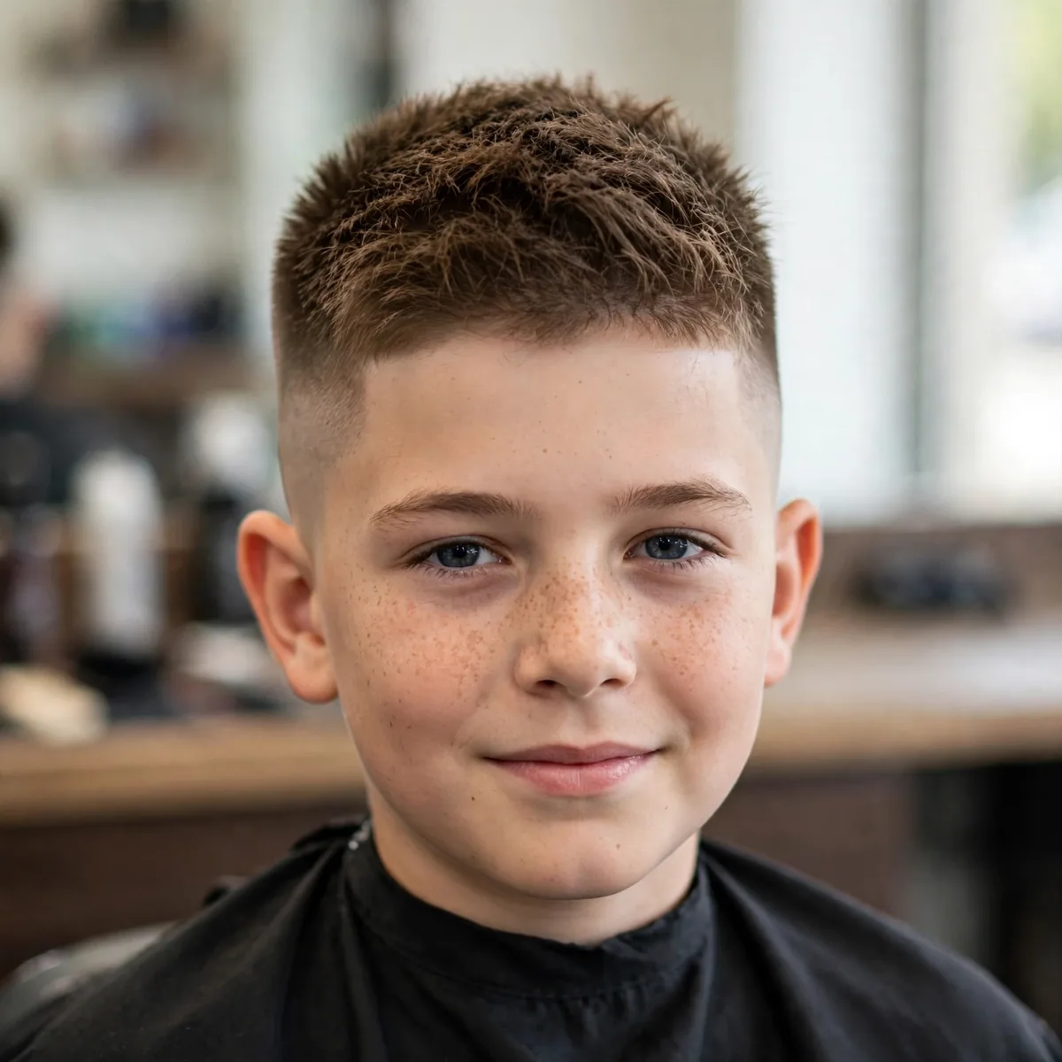 High fade haircut on a 10 year old boy, a bold sharp boys haircut