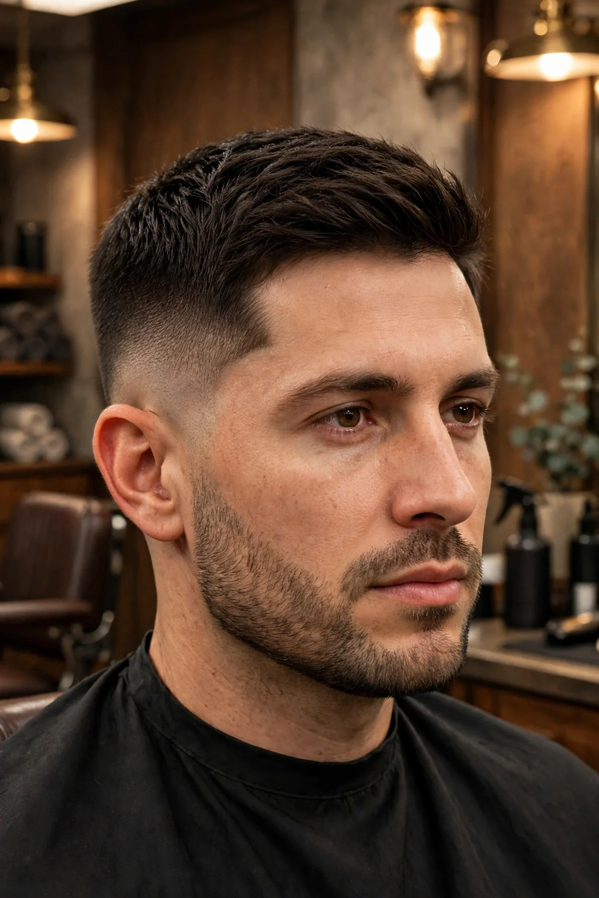 Drop fade — stylish best short haircut for men with a curved fade that drops behind the ear
