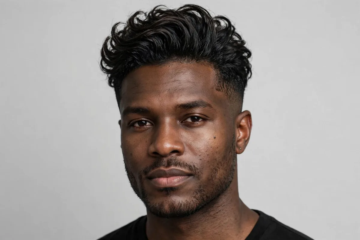 Textured brush-up old money haircut men — soft volume on top with clean neat sides