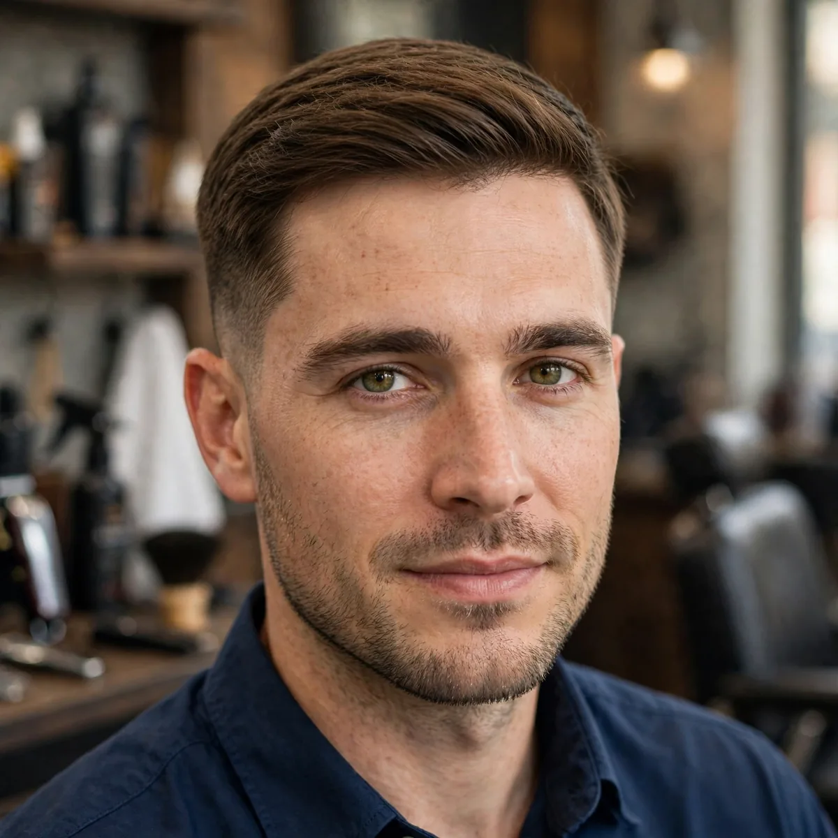 Classic taper cut with smooth gradual shortening on sides, a soft professional simple haircut for men