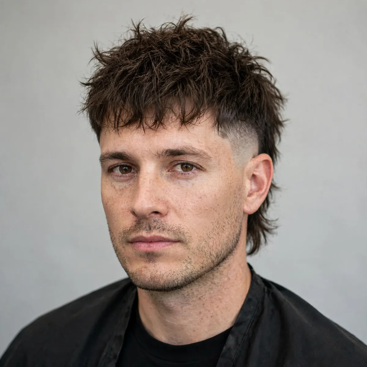 High skin fade with a spiky textured top — bold spikes over a high bald fade, an edgy skin fade for men