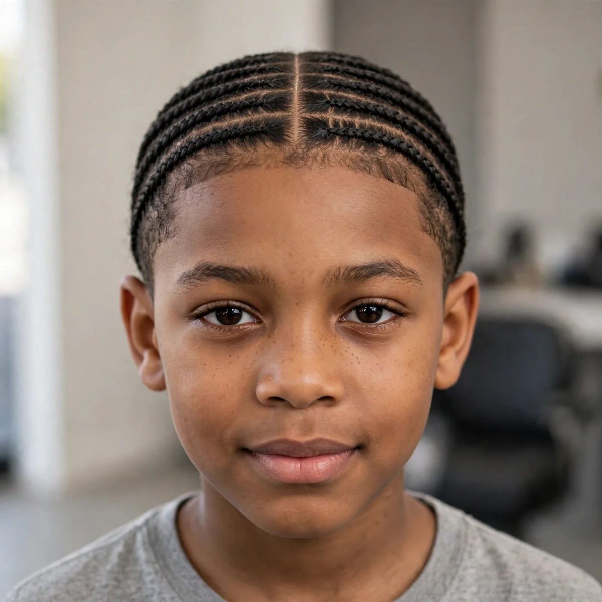Black boy with neat 90s cornrows, braids close to the scalp in straight rows — 90s boy haircuts