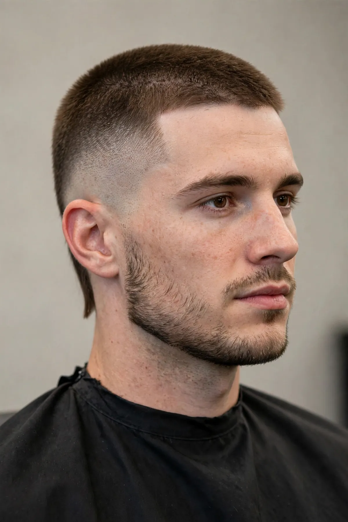 High skin fade with a messy crop — tousled textured top over a high skin fade, an effortless fade haircut for men