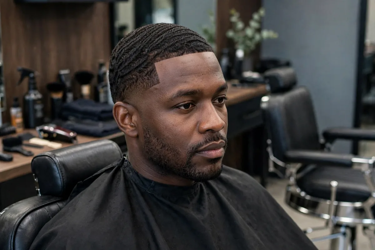 360 waves with low cut — sleek best short haircut for men with rippling waves and a sharp lineup