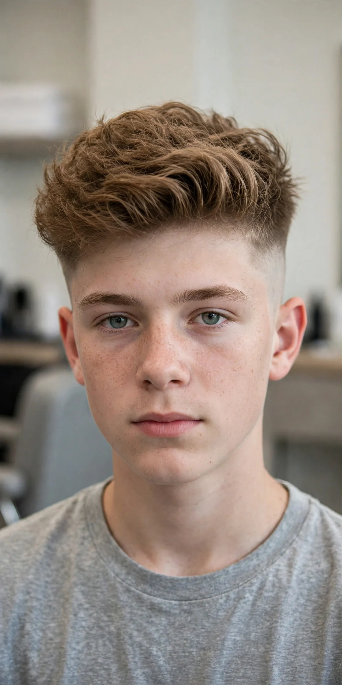 Teen with a 90s undercut, shaved short sides with much longer hair on top — 90s boy haircuts