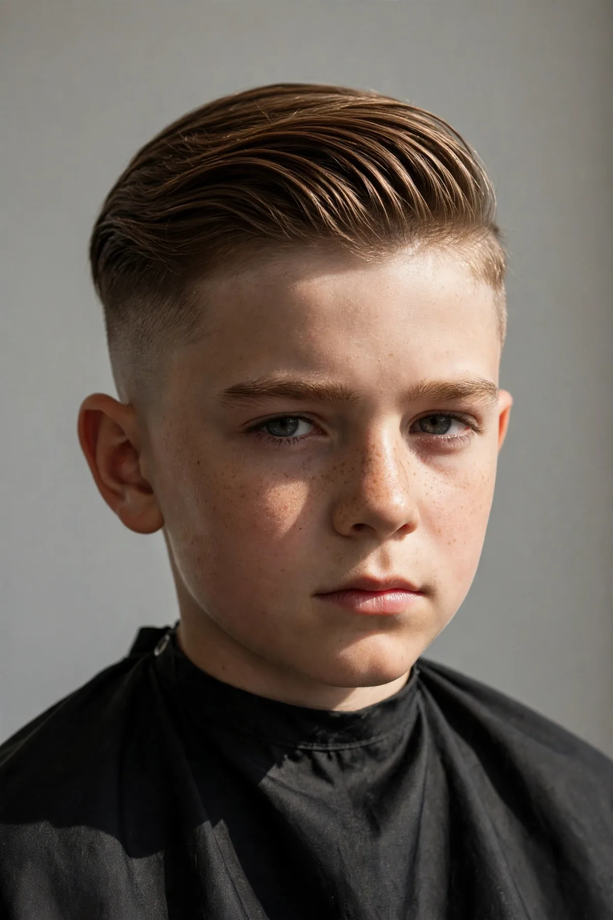 Undercut haircut on a 10 year old boy, a trendy disconnected boys hairstyle