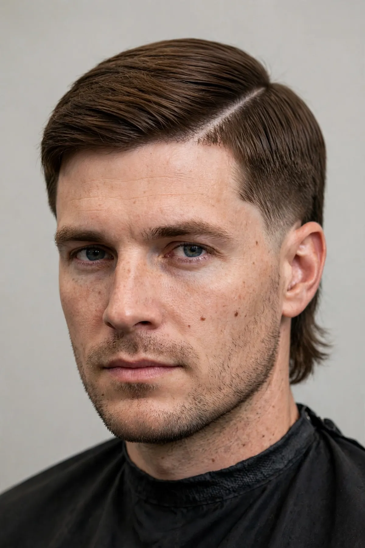 Skin fade with a disconnected undercut — long top with a sharp disconnect from faded sides, a dramatic skin fade haircut for men