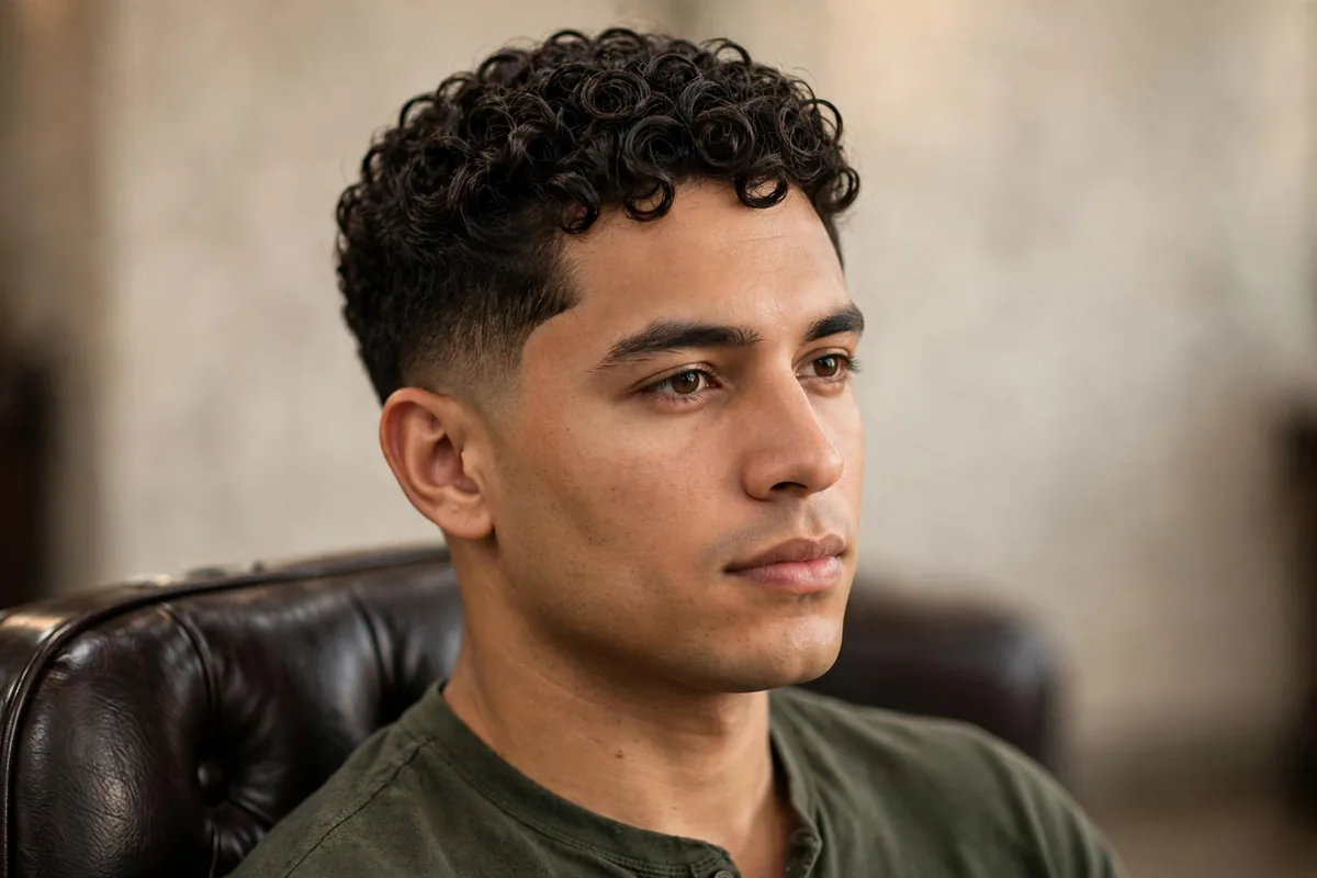 Curly old money haircut men — controlled curls in a neat classic shape