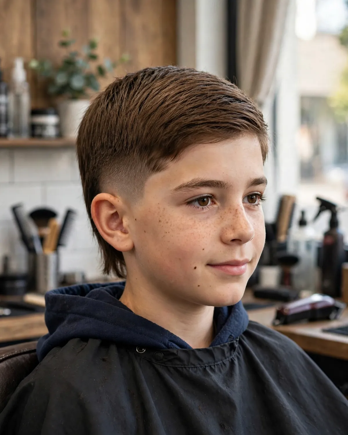 Short taper boys mullet haircut photo — crisp taper, short neat top, tidy back