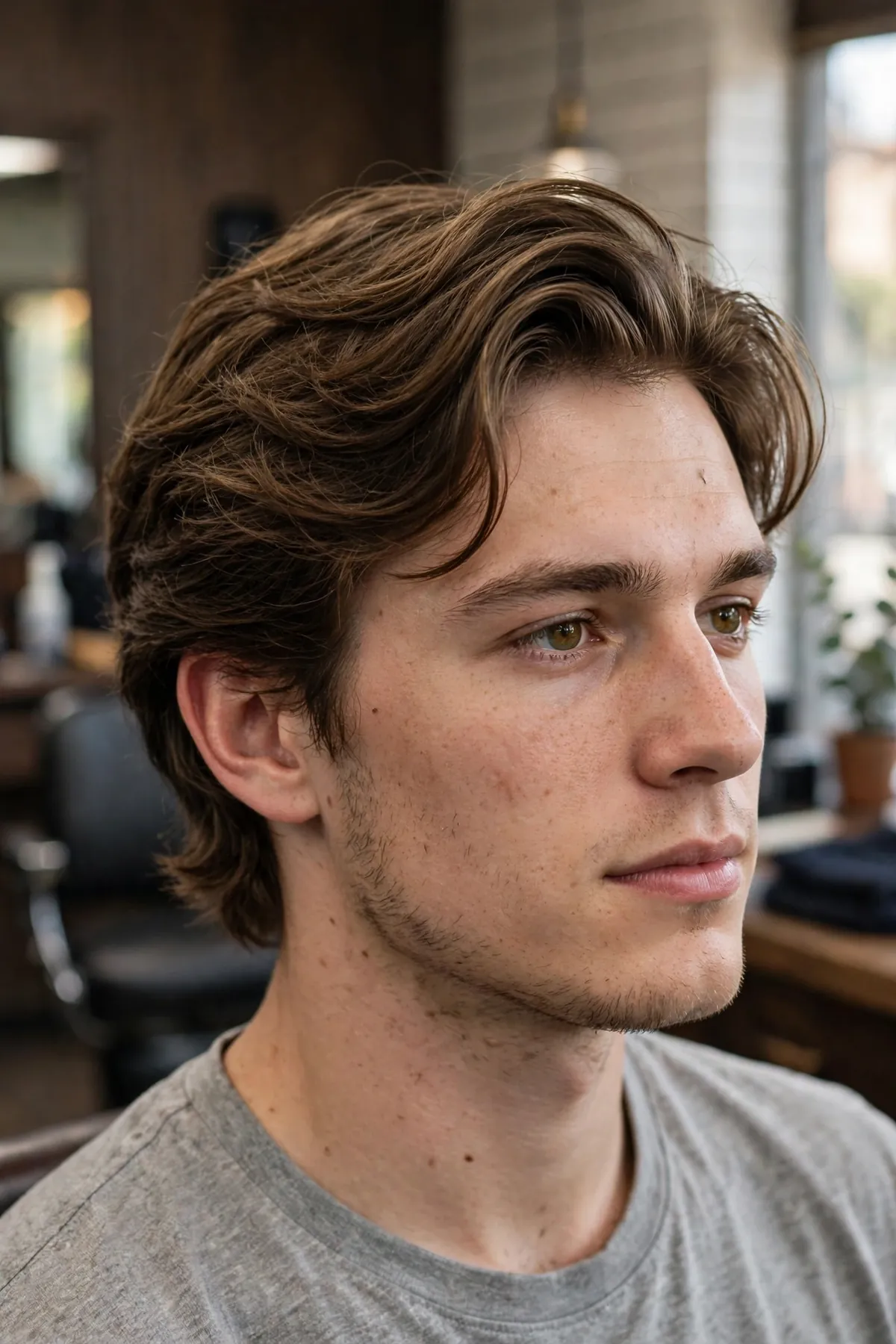 Weekend casual medium length flow haircut, relaxed effortless swept style
