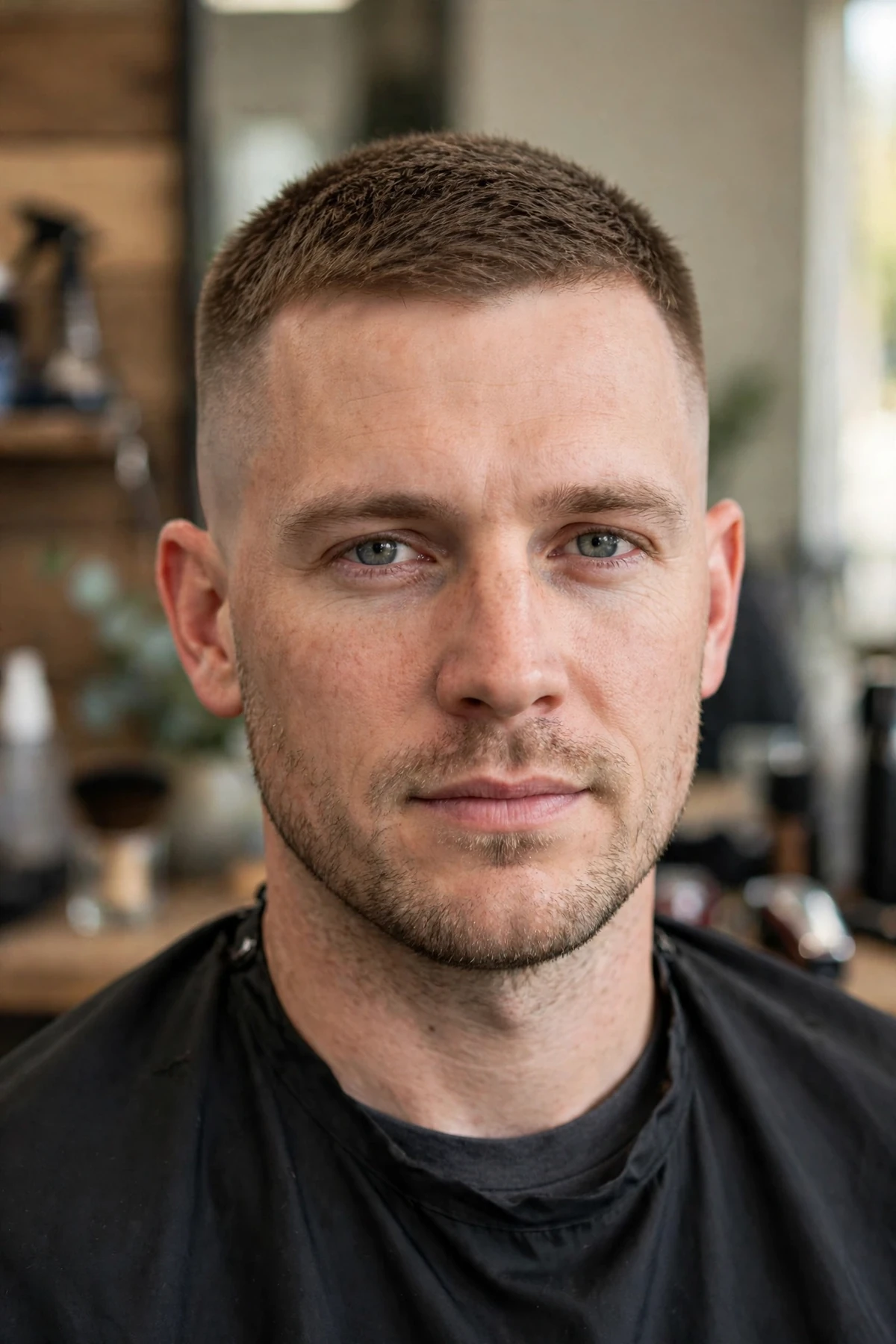 Crew cut fade haircut with classic crew cut top