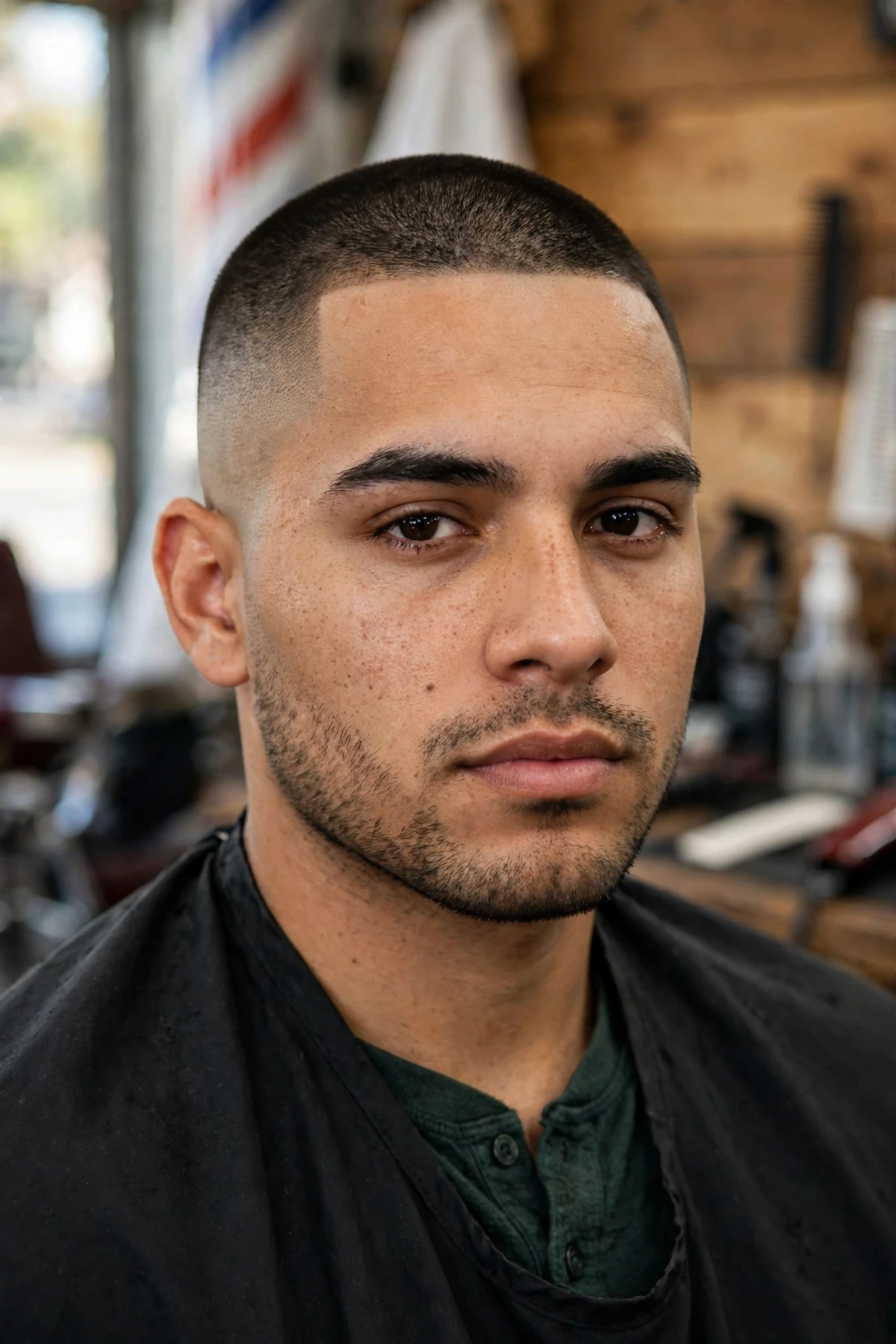 Military fade haircut, high and tight with very short sides