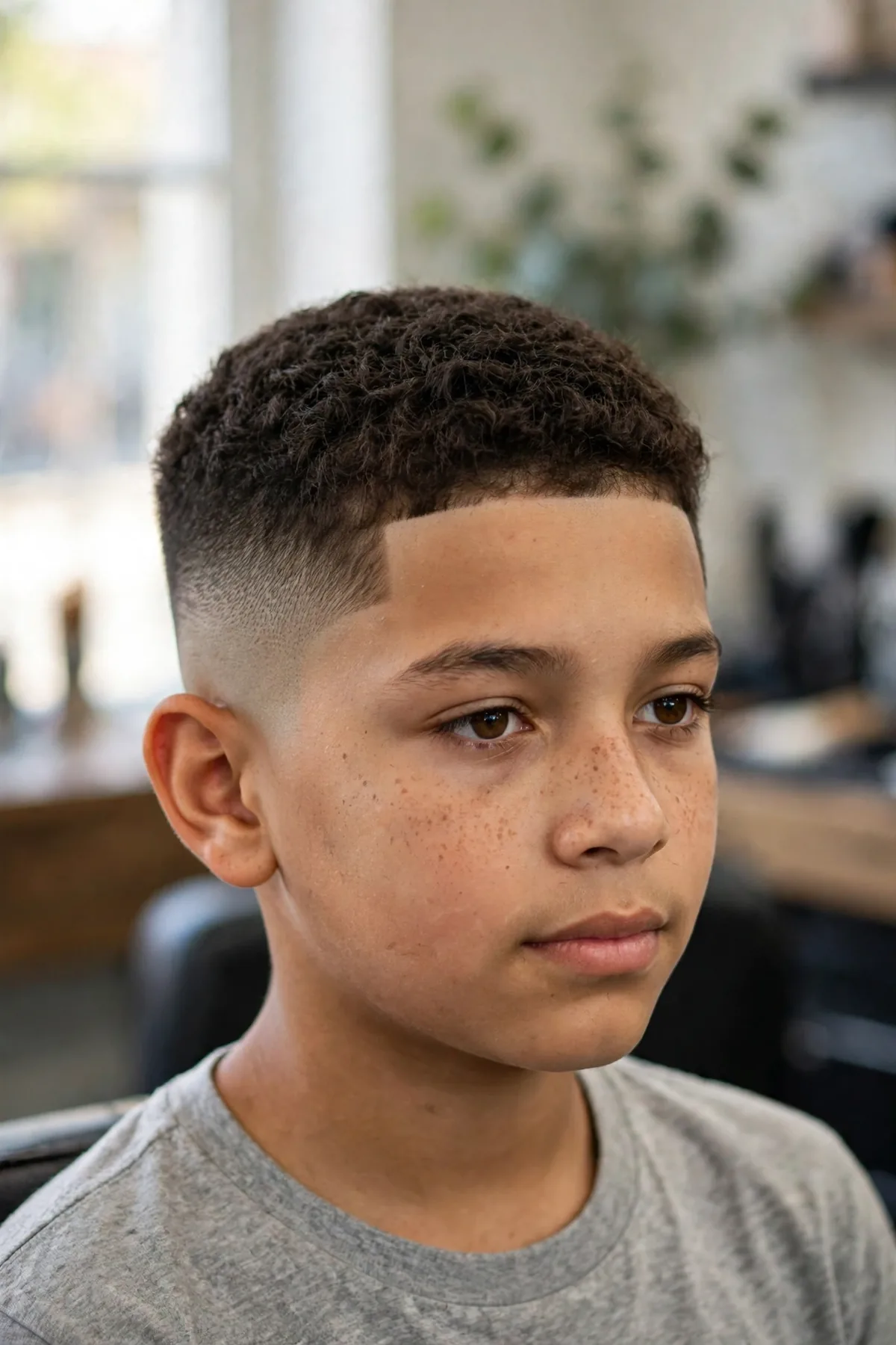 Boy with a high skin fade and short crop haircut for boys — short crop top with high skin fade sides
