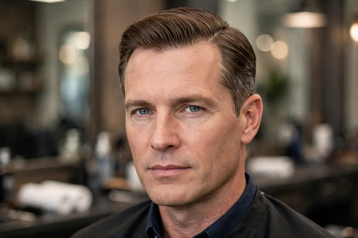 Country-club contour old money haircut men — immaculate groomed cut with precise edges