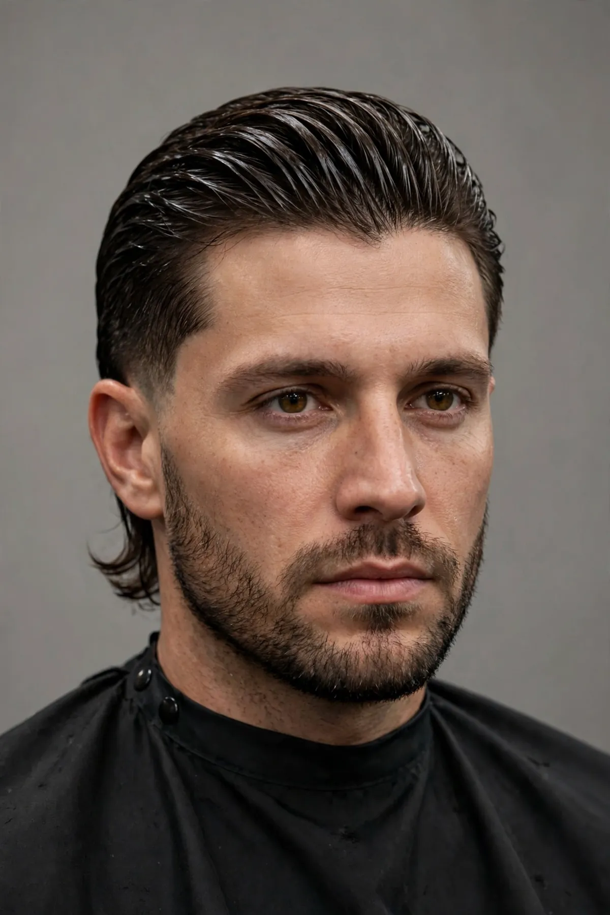 Skin fade with a man bun — long top tied back over faded sides, a modern long-hair skin fade for men