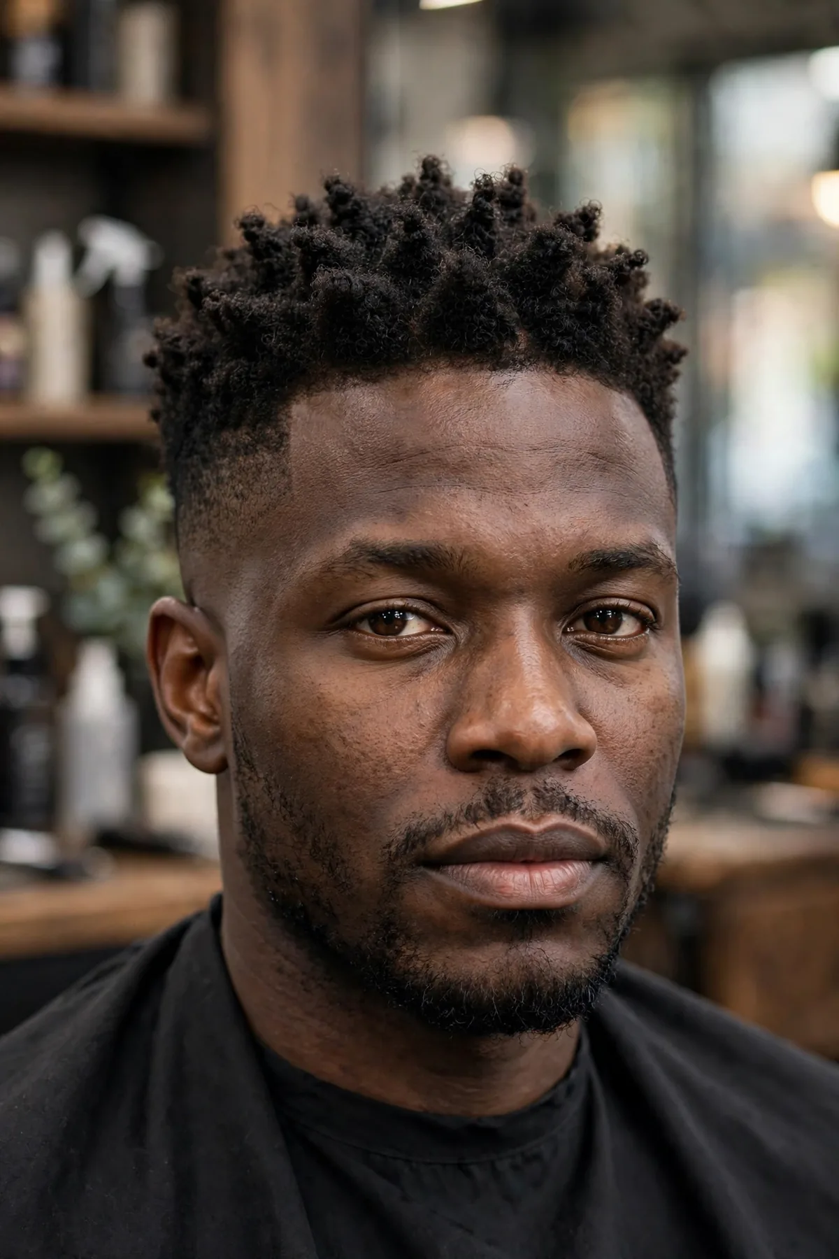 Curly sponge twist fade haircut, sponge-twist defined coils on top with clean faded sides