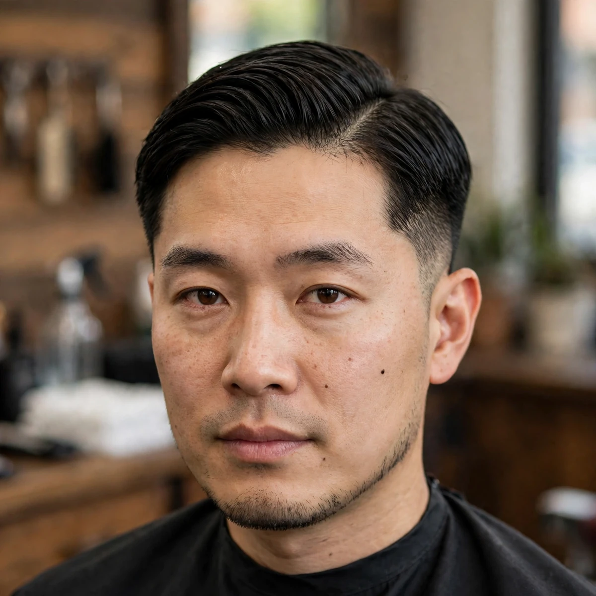 Side part fade haircut with classic side part