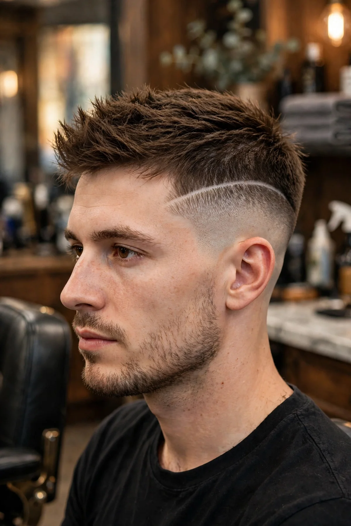 Disconnected undercut — striking best short haircut for men with a sharp contrast between short top and faded sides