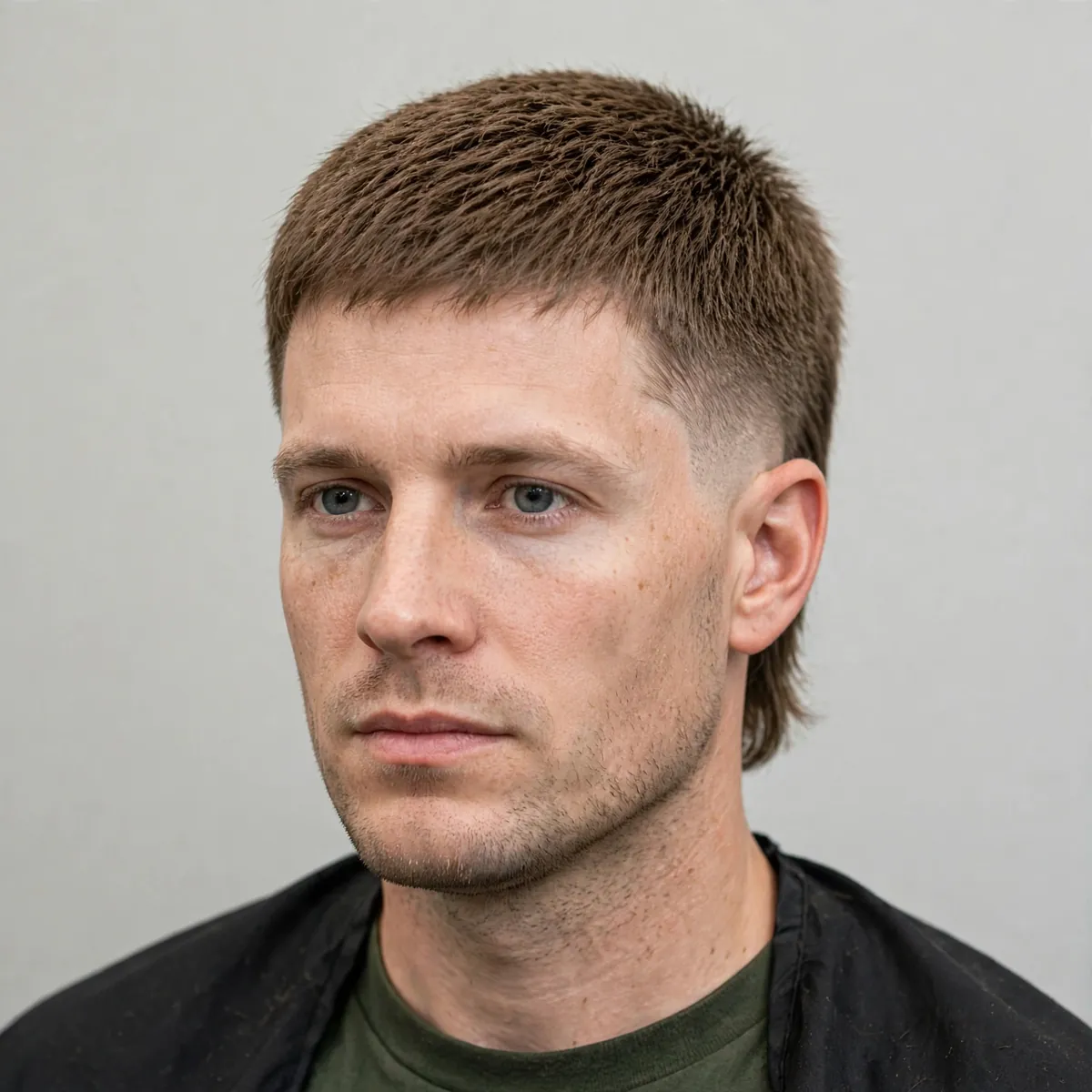 Skin fade with an Ivy League cut — short collegiate top with a subtle side part over faded sides, a clean skin fade for men