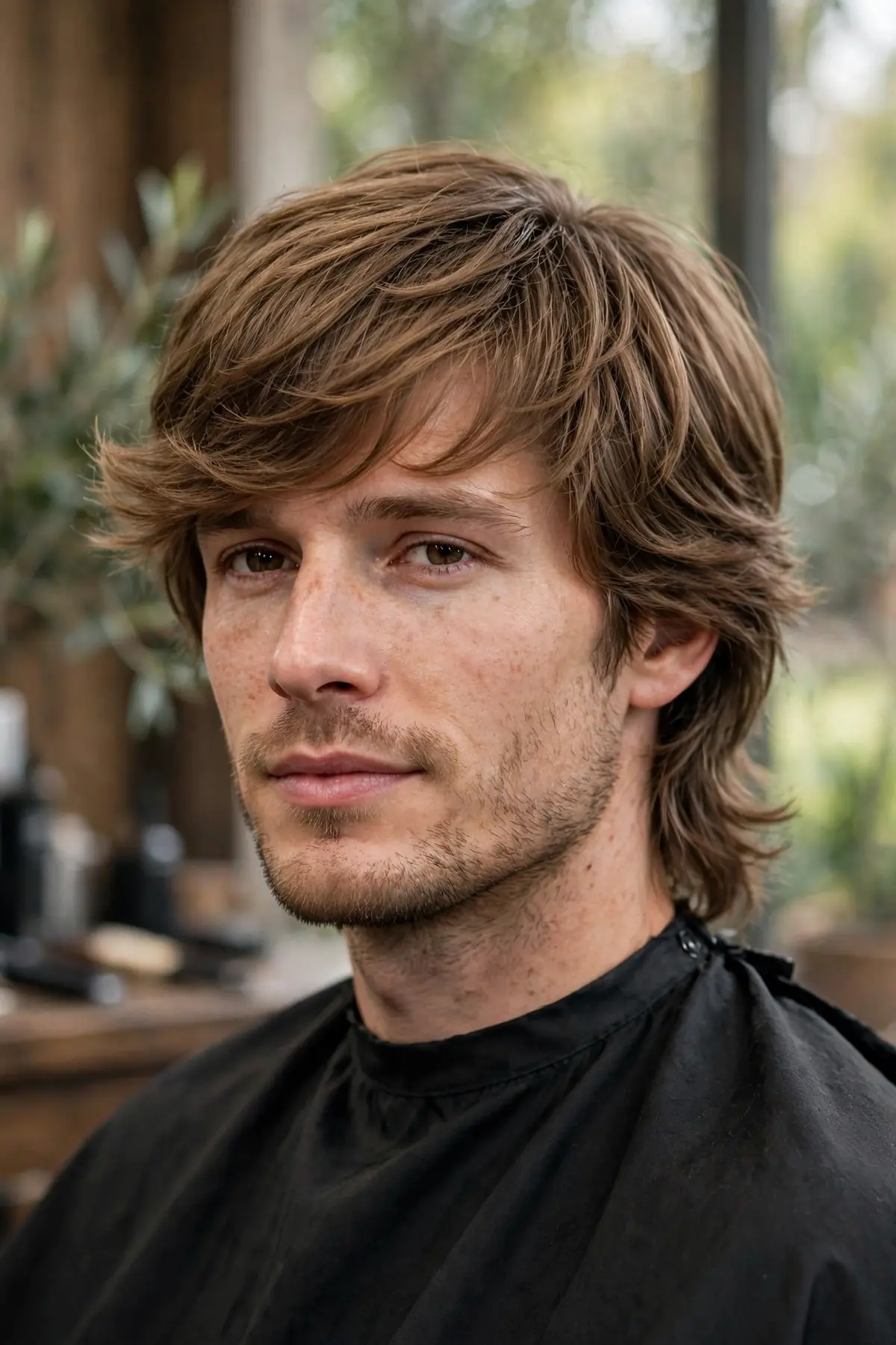 Long mod haircut for men with layered length falling past the ears