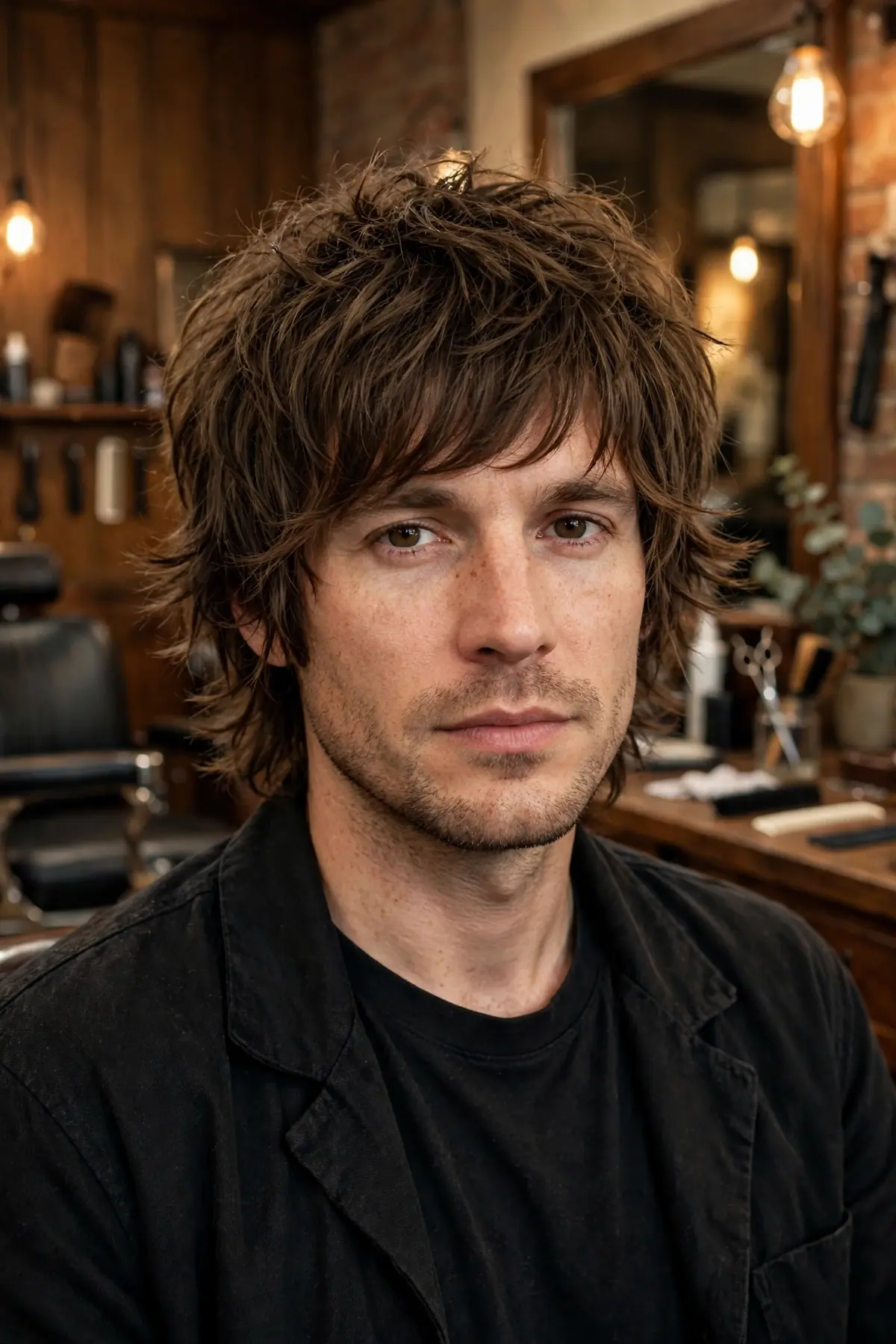 Mod shag haircut for men with feathered shaggy layers