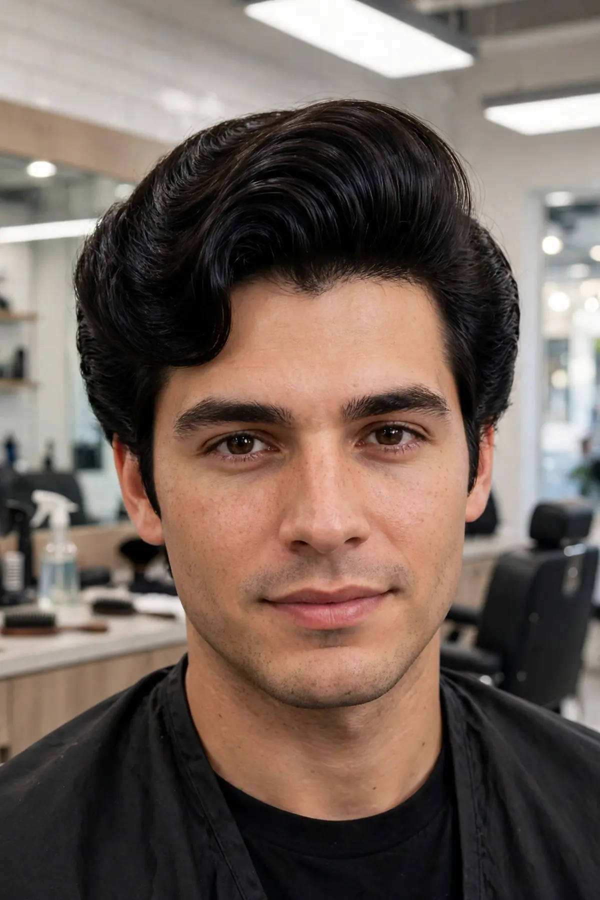 Mod blowout haircut for men with smooth blow-dried volume