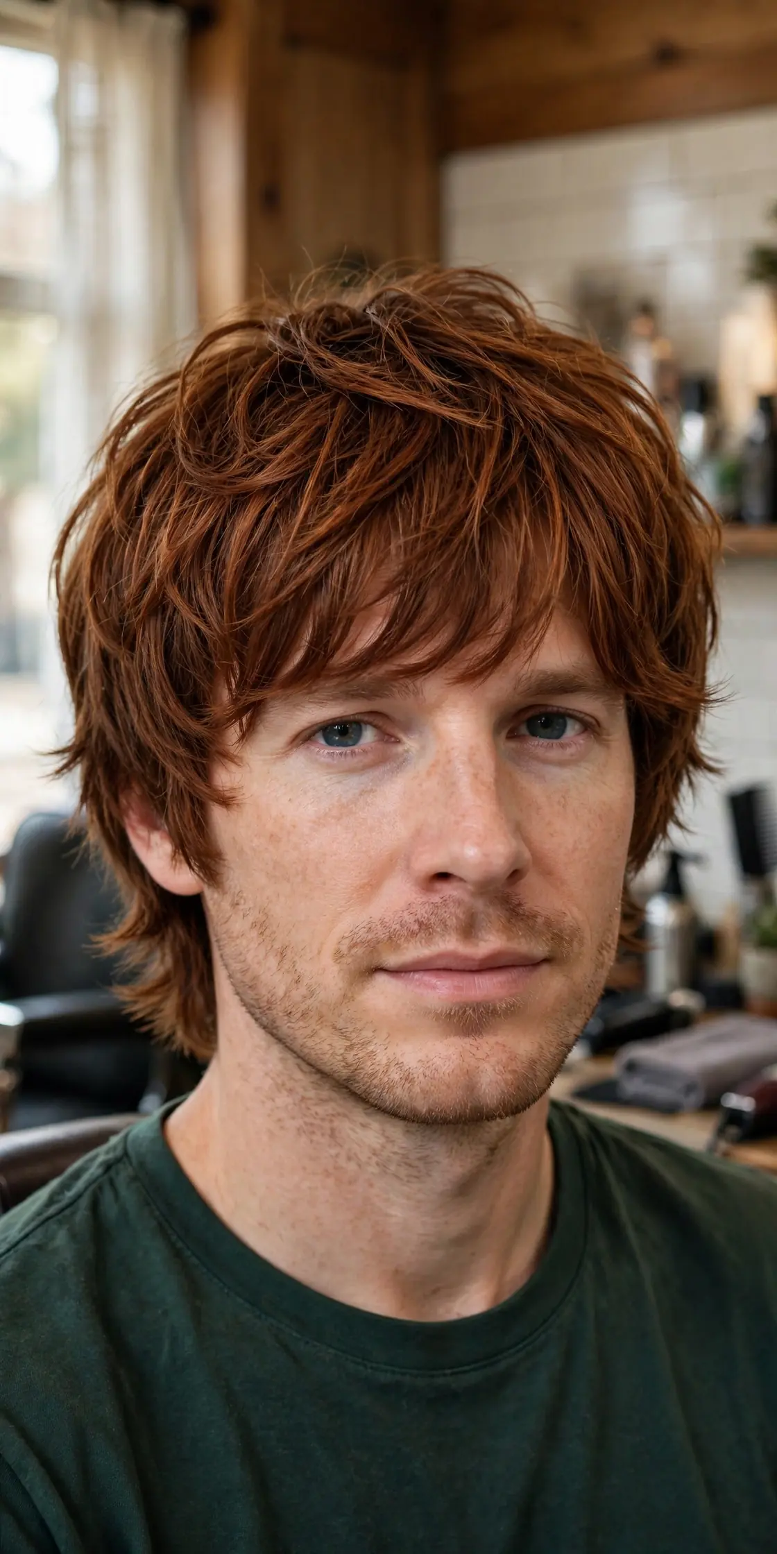 Layered mod haircut for men with heavy visible layers and movement