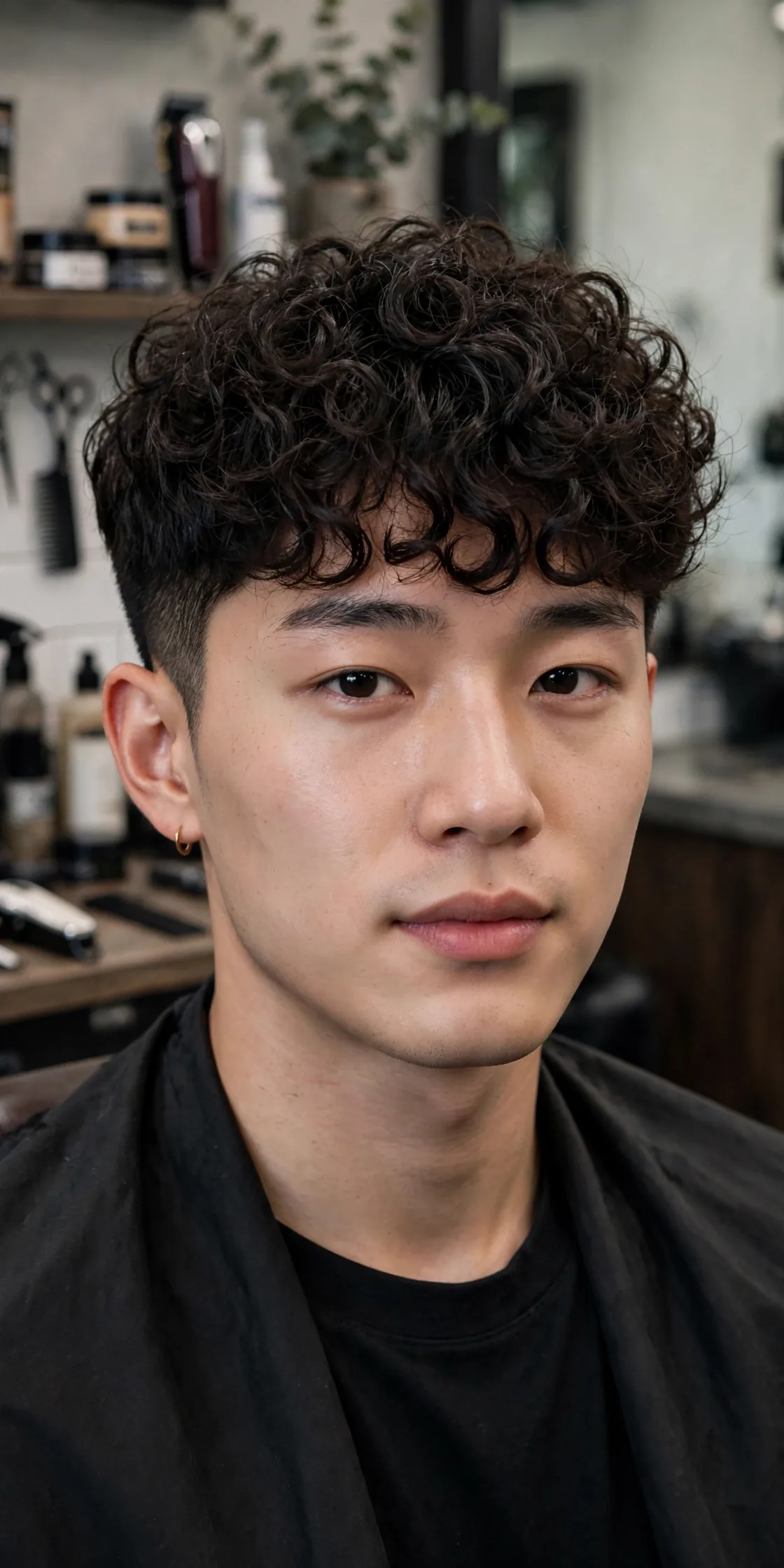 Curly two block haircut — coiled curls on top with tapered short sides, a stylish two block haircut for curly-haired men