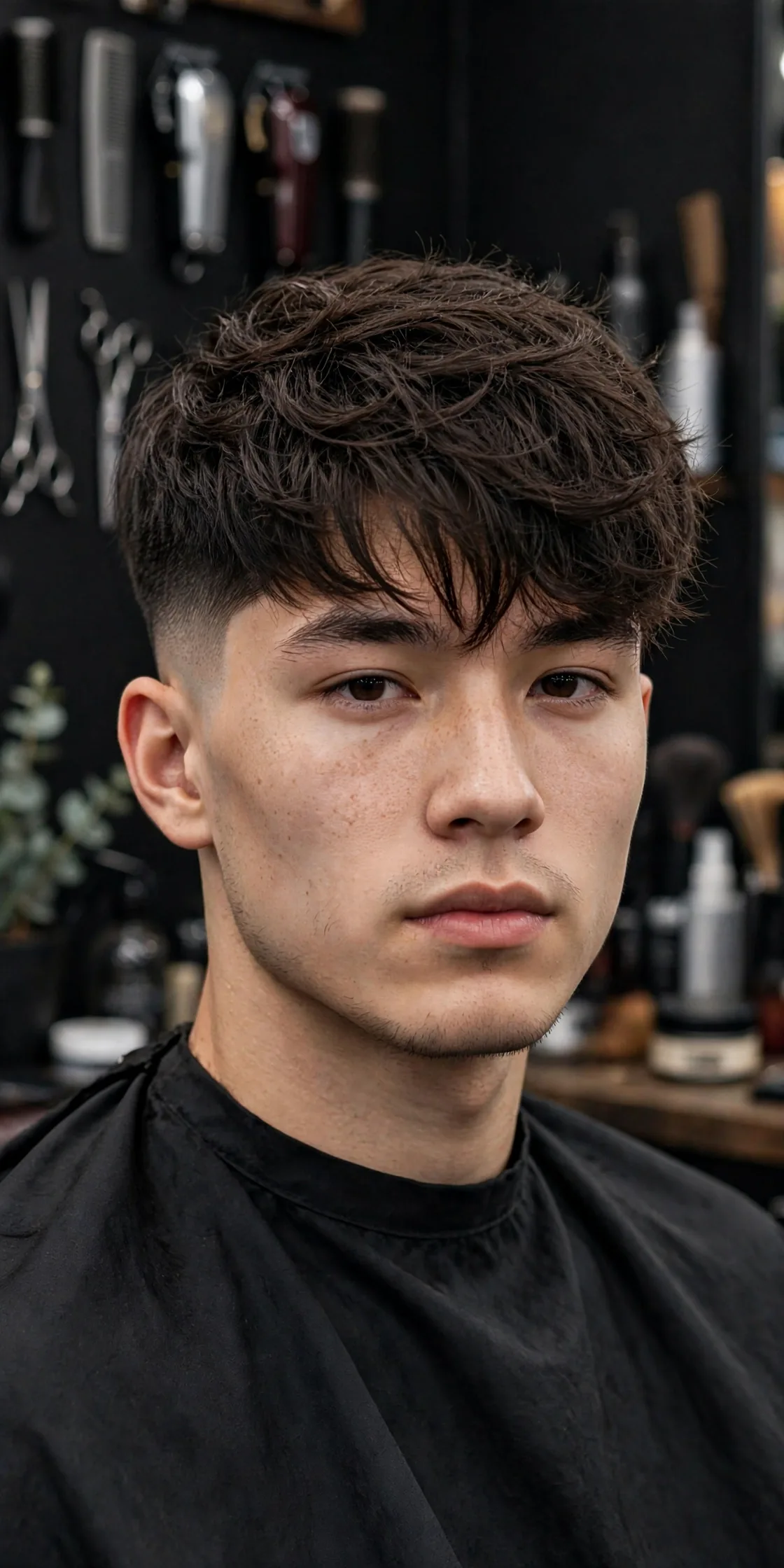 Two block fade haircut — long textured top over skin-faded sides, a modern fusion of the two block and fade haircut