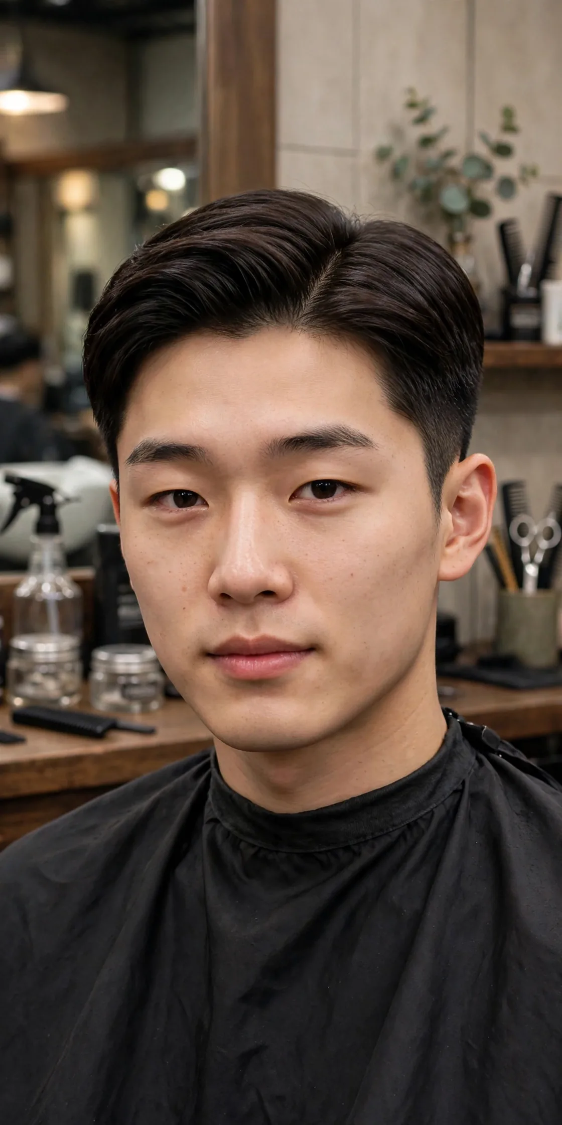 Parted two block haircut — classic side-parted top over neat short sides, a timeless men's two block haircut