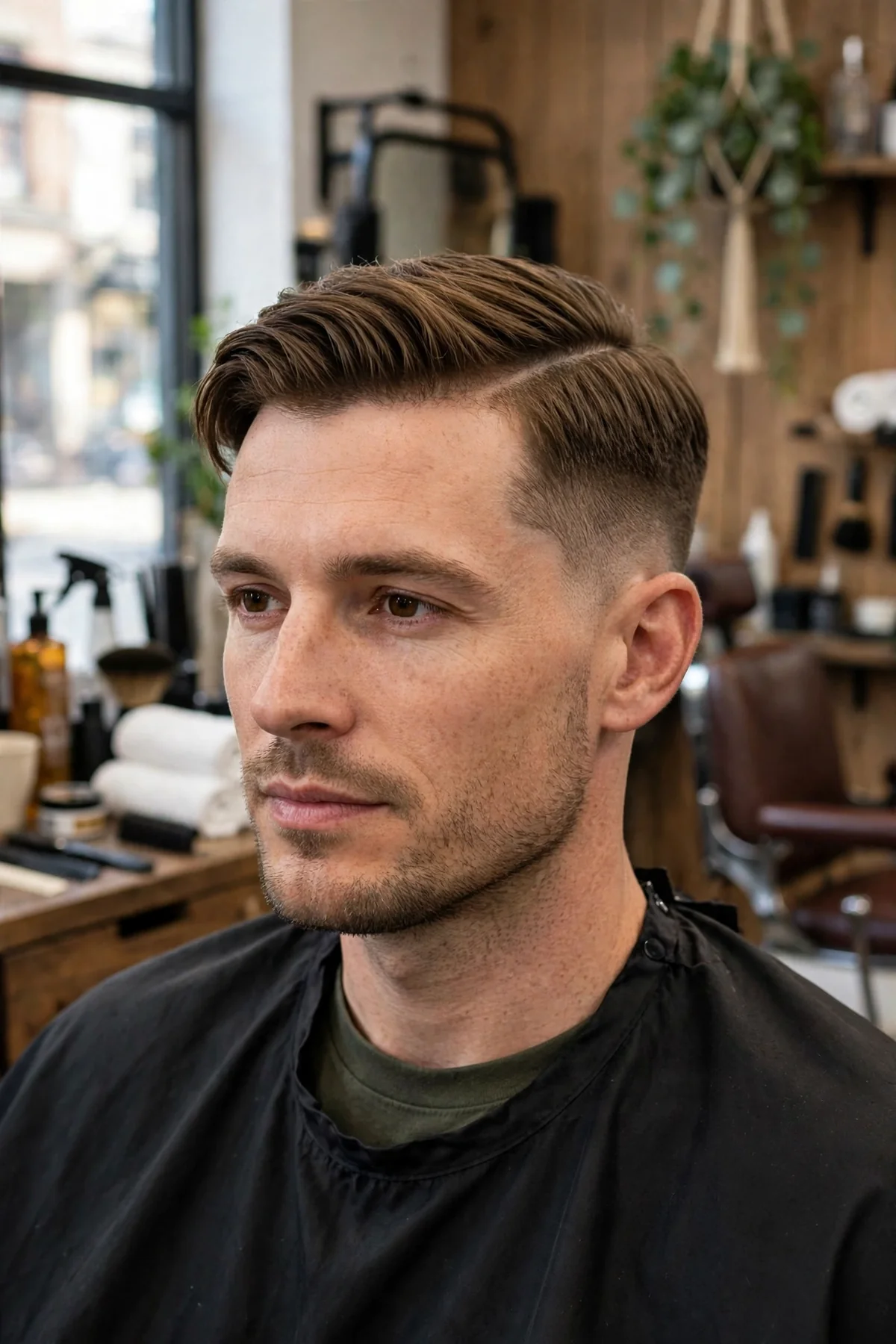 Side part undercut haircut for men — sharp side part with long combed-over top and short clipped sides, sharp professional undercut hairstyle for men