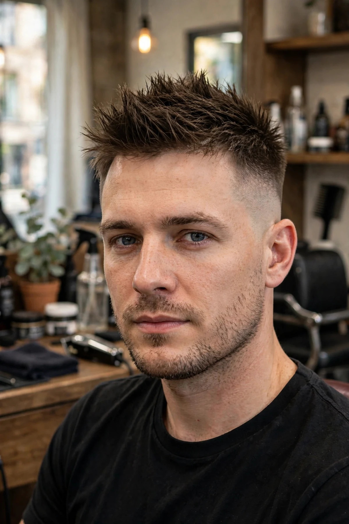 Spiky undercut haircut for men — defined spikes on top with strong texture over short sides, edgy men's undercut haircut