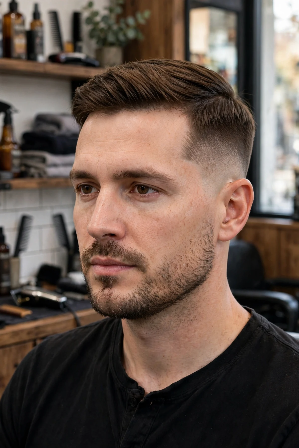 Tapered undercut haircut for men — long top with gently tapered short sides, subtle sophisticated men's undercut haircut